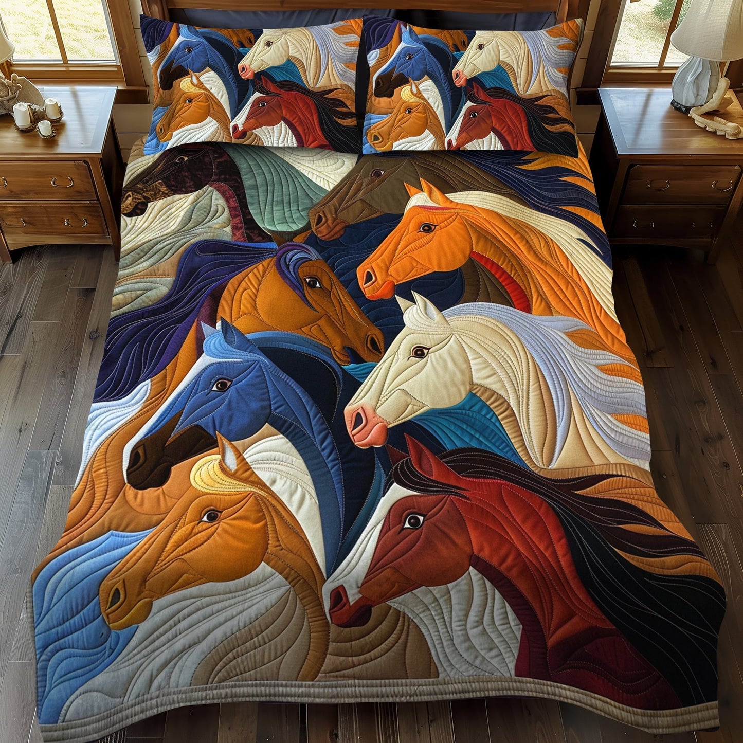 Vivid Horse 3-Piece Quilted Bedding Set - Single (59" x 70")