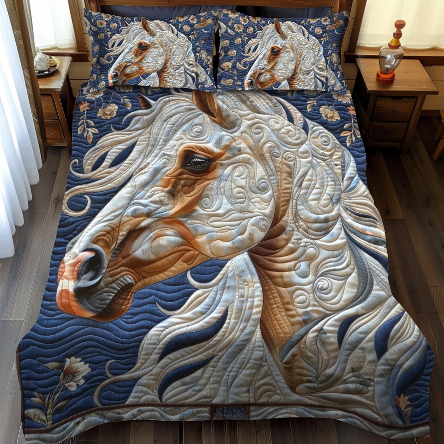 Elegant Horse 3-Piece Quilted Bedding Set - Single (59" x 70")