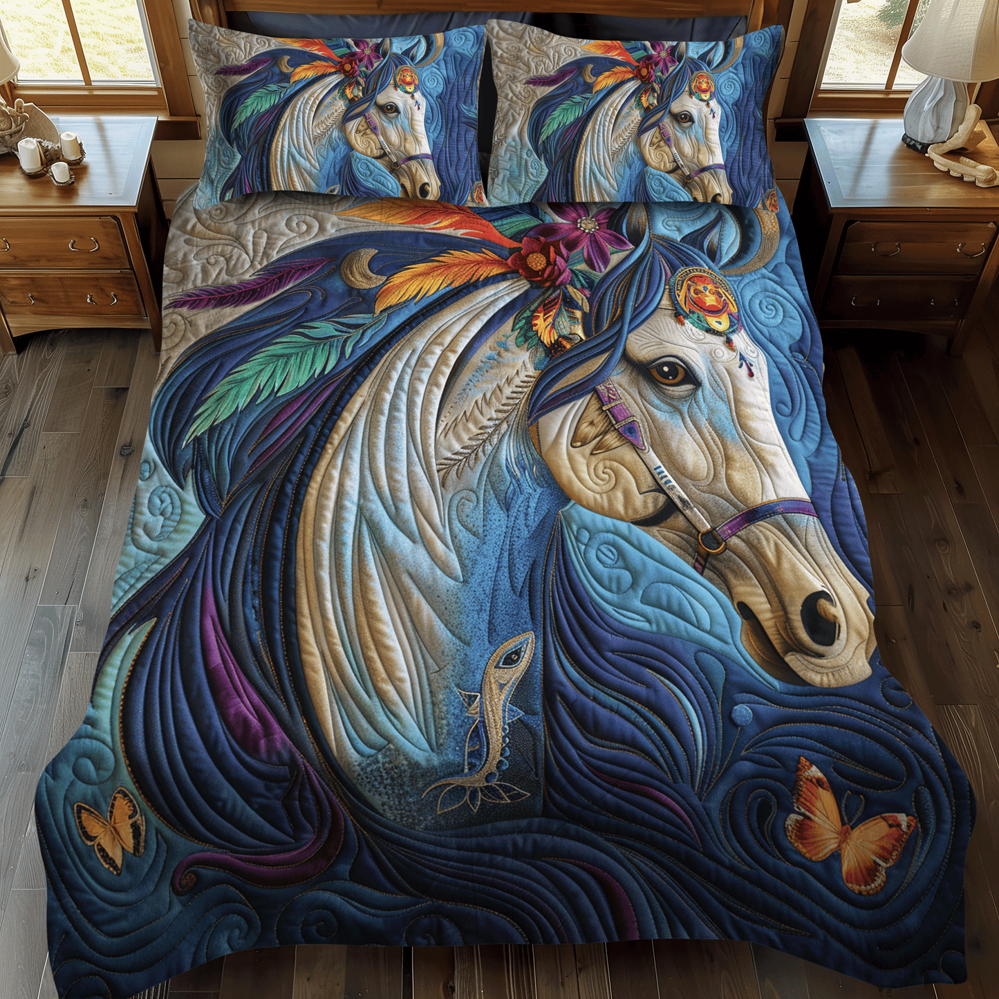 Majestic Horse 3-Piece Quilted Bedding Set - Single (59" x 70")