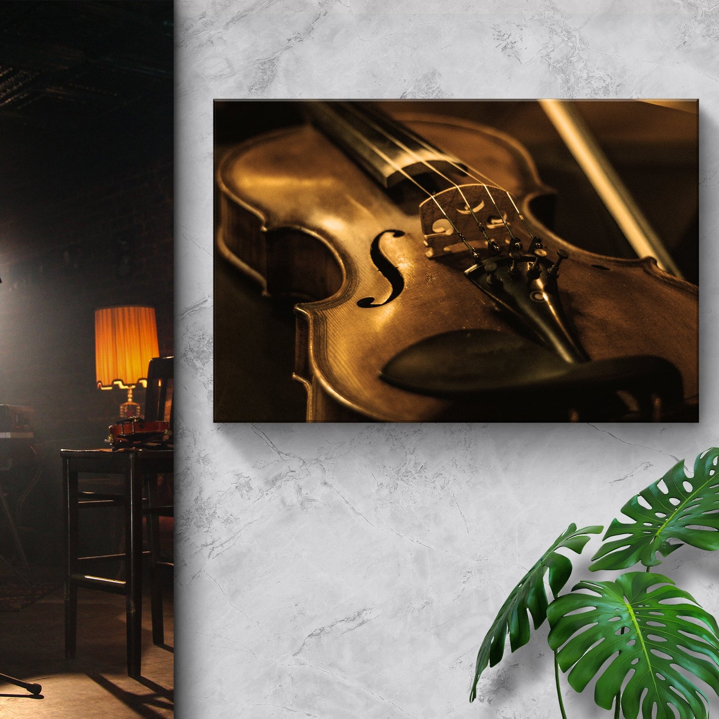 Violin Sepia Canvas Wall Art
