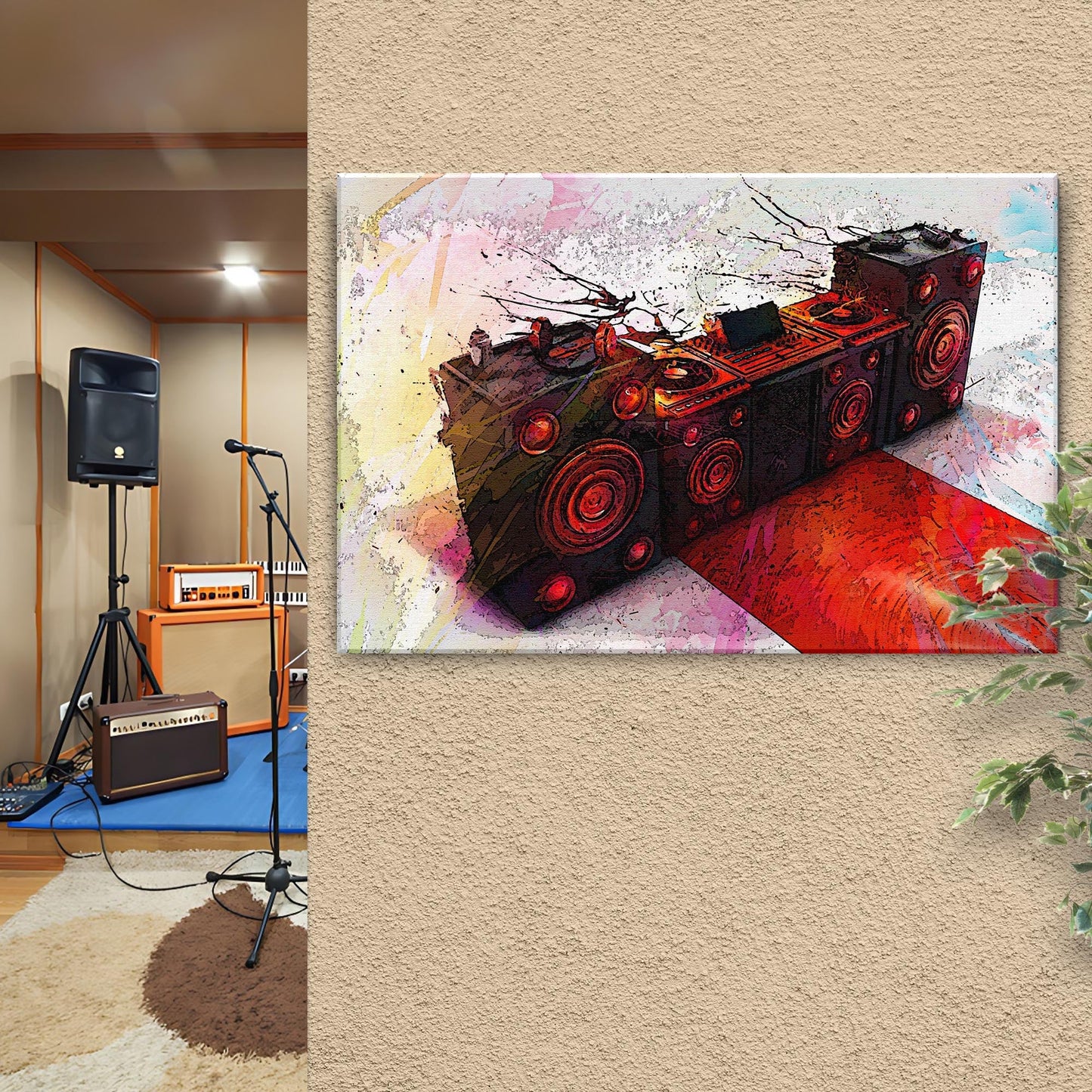 Music Equipment Speakers Watercolor Canvas Wall Art