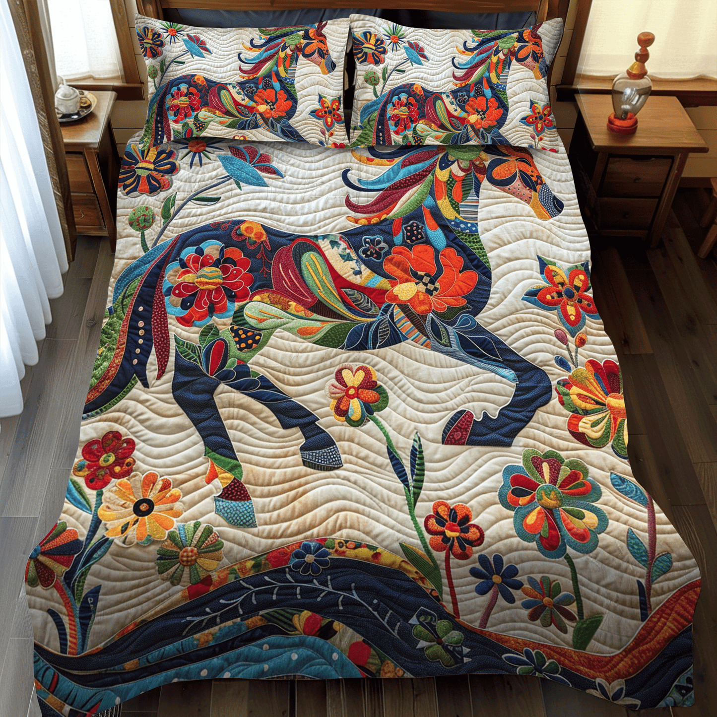Equine Art 3-Piece Quilted Bedding Set - Single (59" x 70")