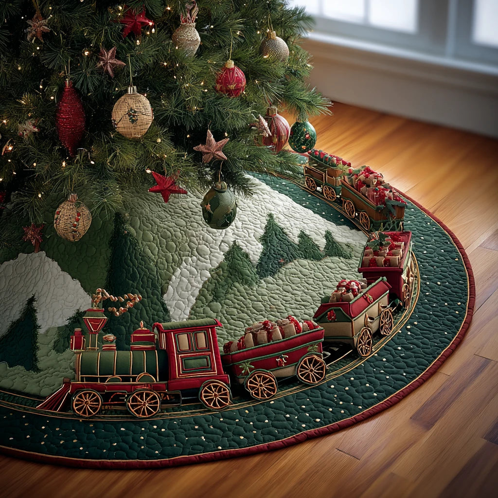 Magic Rails Christmas Quilted Tree Skirt