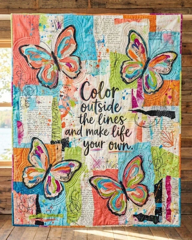 Make Life Your Own Quilt Blanket - Quilted Blanket by OtterMia