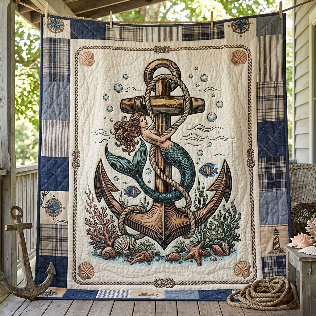 Mermaid Anchor Quilt Blanket