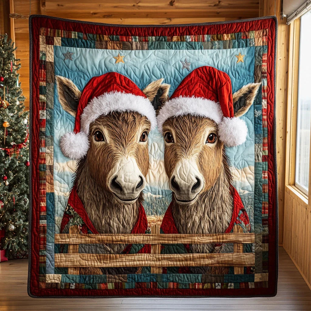 Merry Donkeys Quilt Blanket
