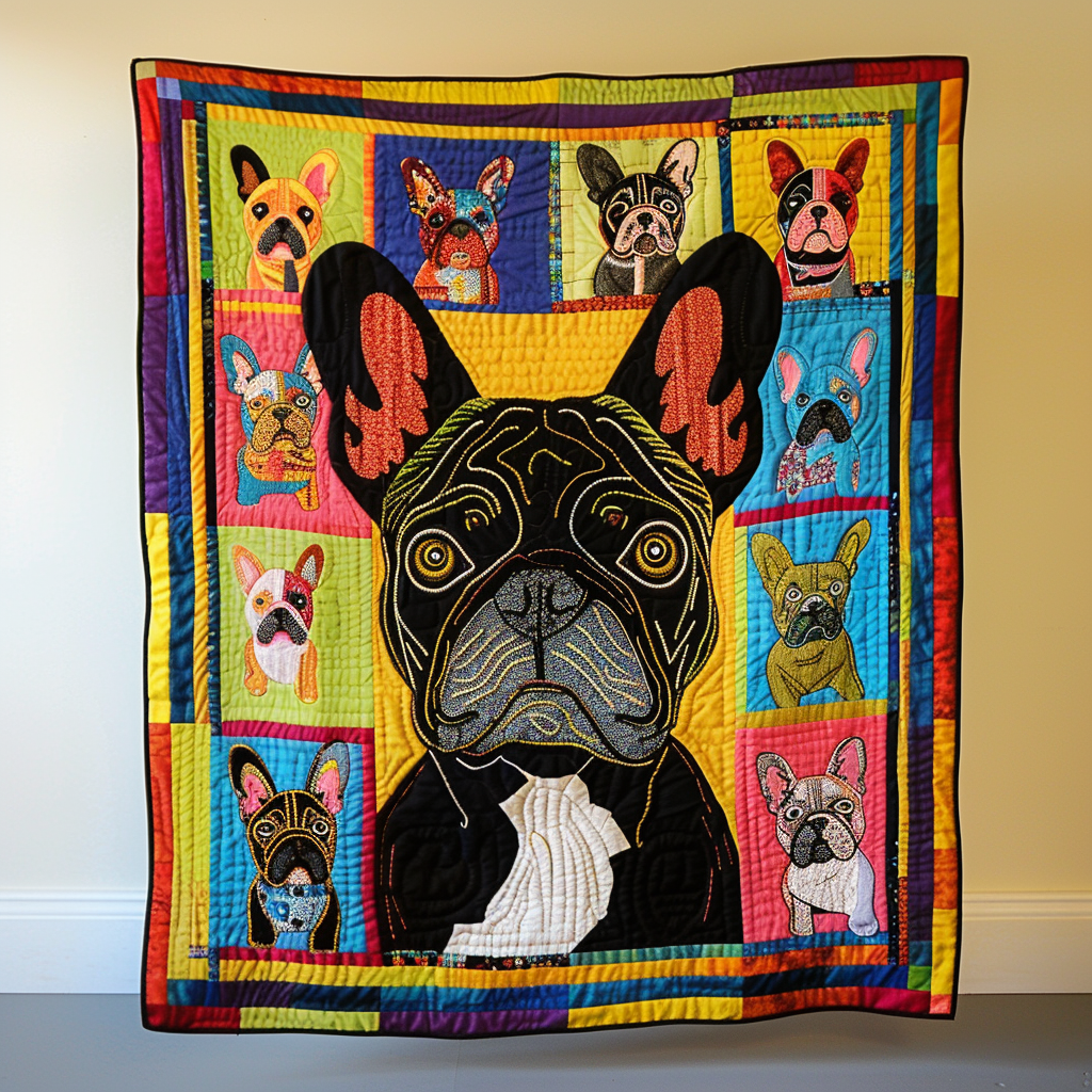 French Bulldog Art Quilted Blanket - Throw (55" x 60")