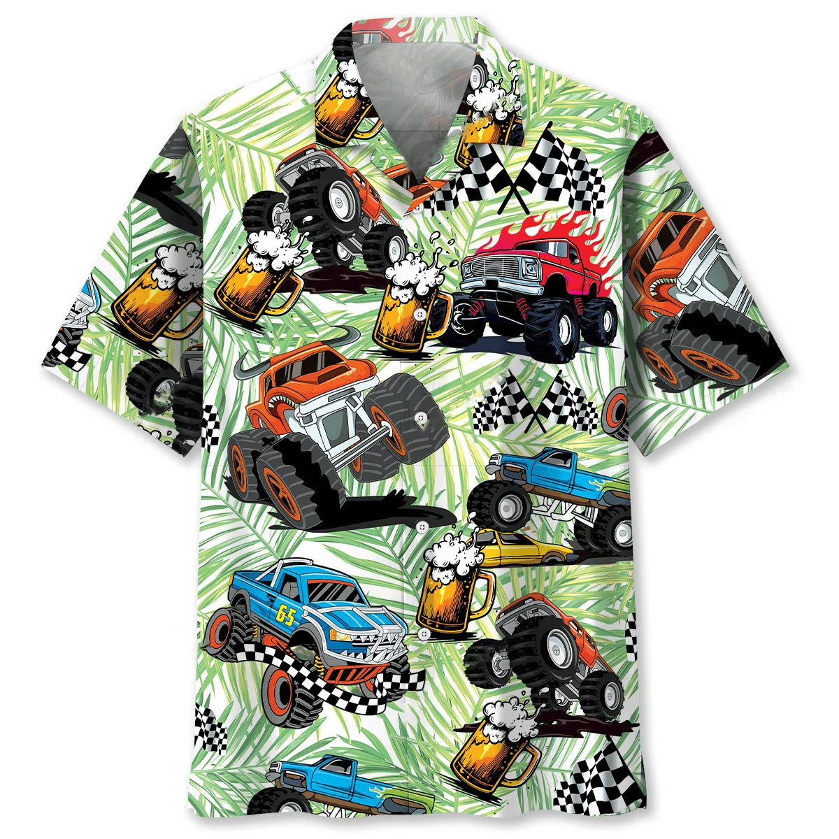 Monster Trucker and Beer Lover Hawaiian Shirt