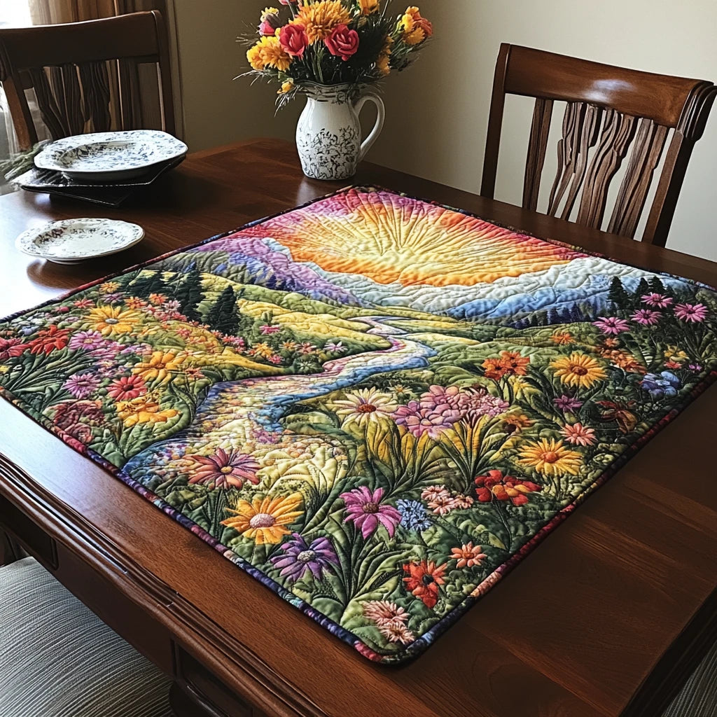 Morning Bloom Quilted Table Topper
