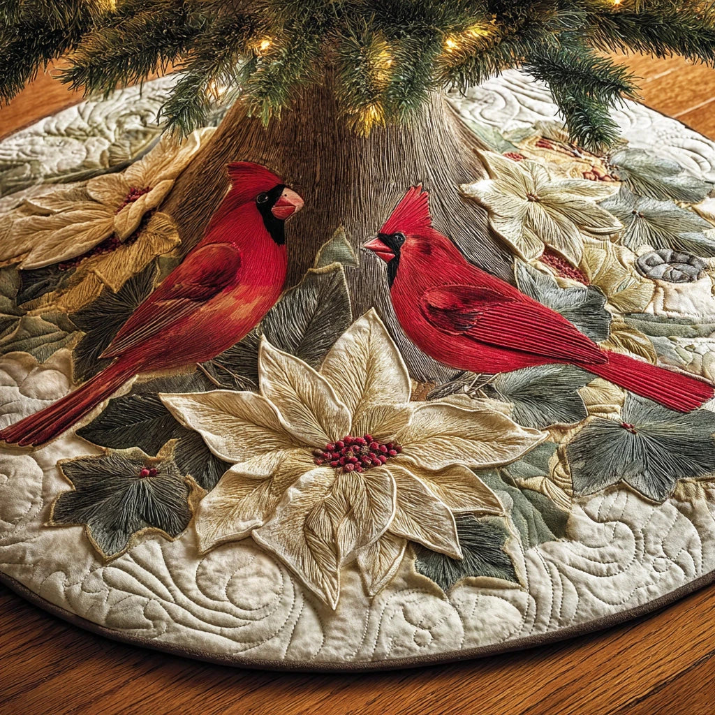 Morning Red Sky Christmas Quilted Tree Skirt