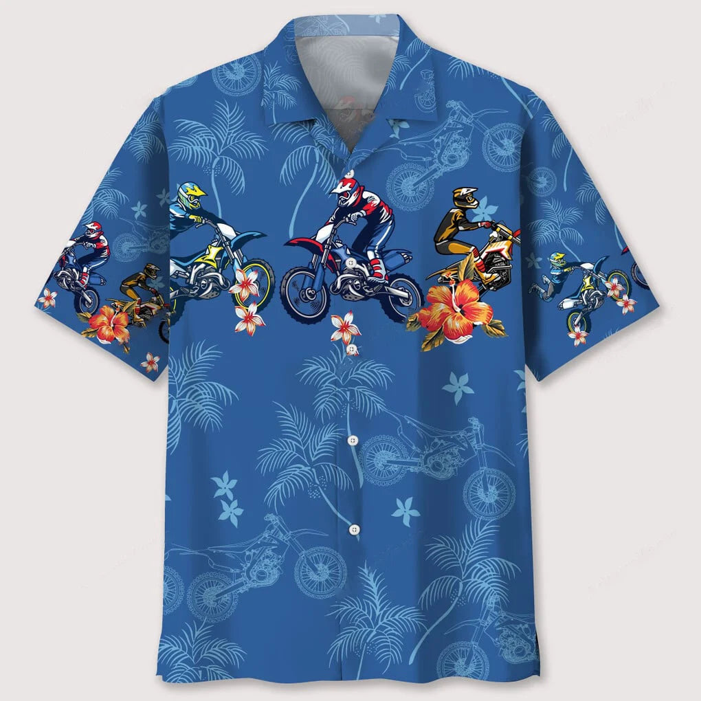 Motocross Flower Tropical Hawaiian Shirt