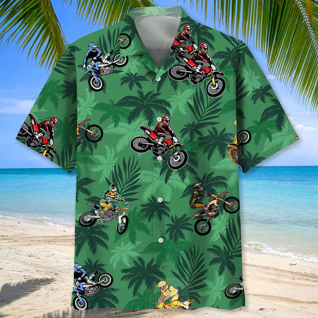 Motocross Green Tropical Hawaiian Shirt