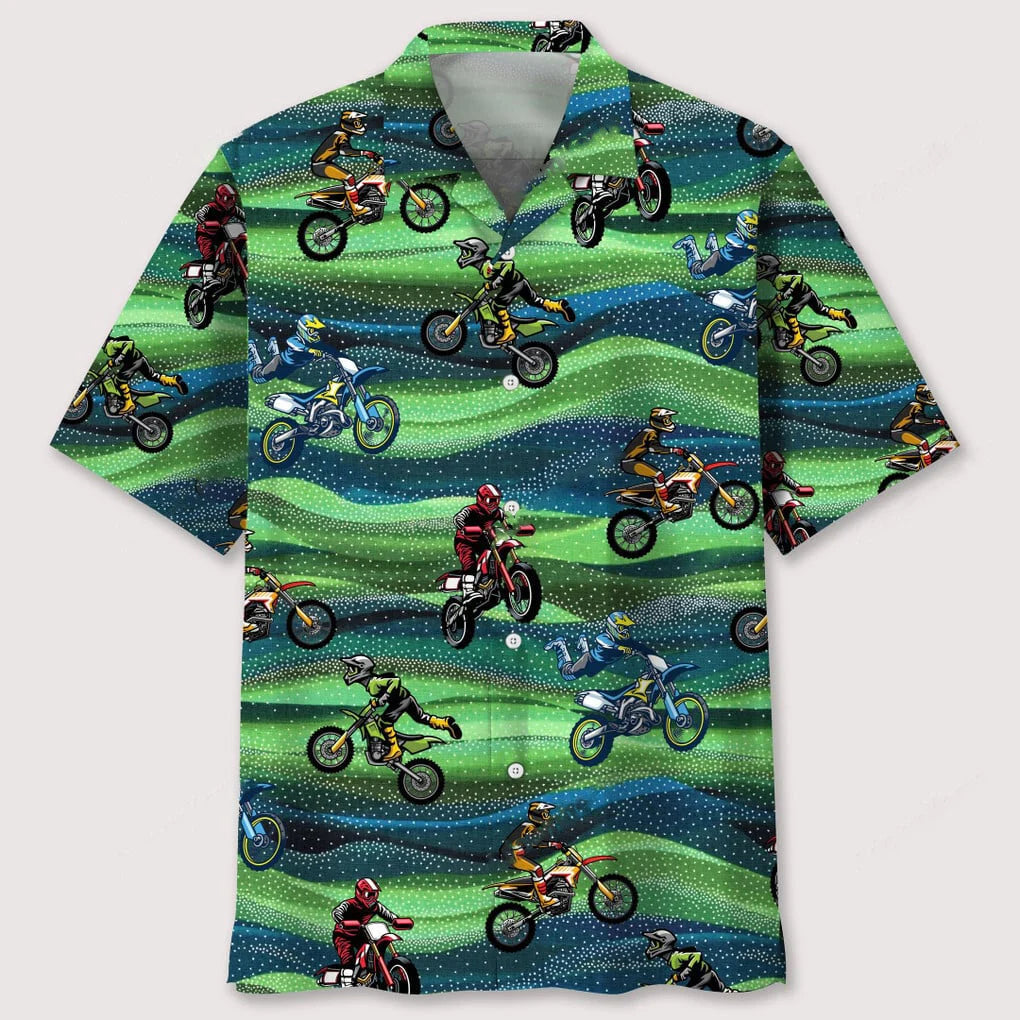 Motocross Seamless Pattern Hawaiian Shirt