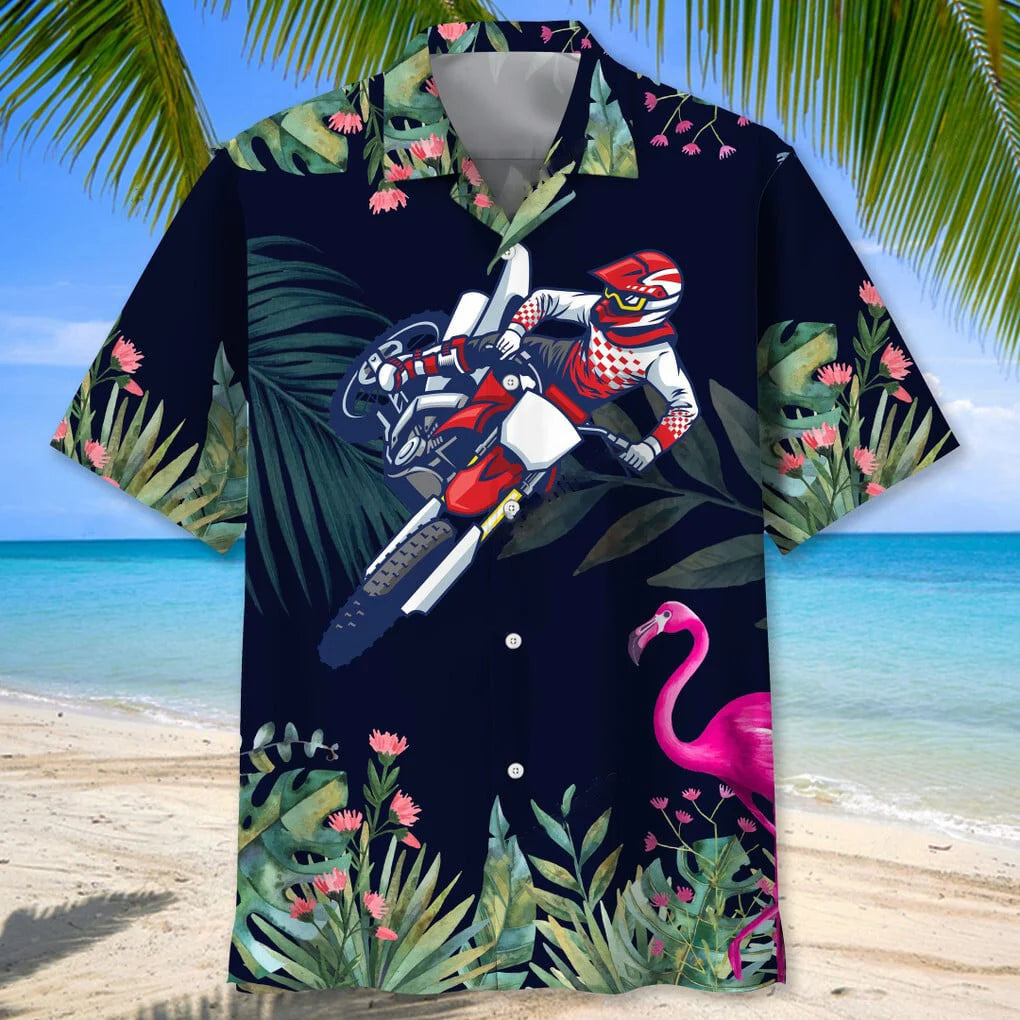 Motocross Tropical Leaf Hawaiian Shirt