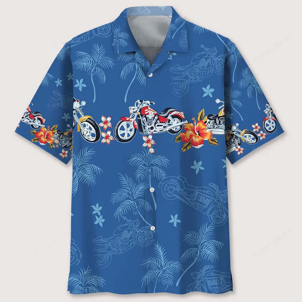Motorcycle Flower Tropical Hawaiian Shirt