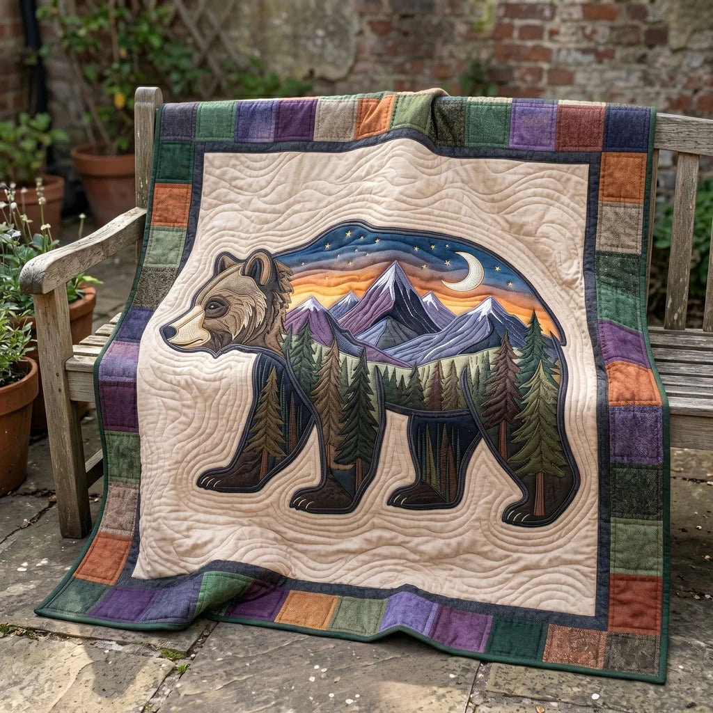 Mountain Spirit Bear Quilt Blanket
