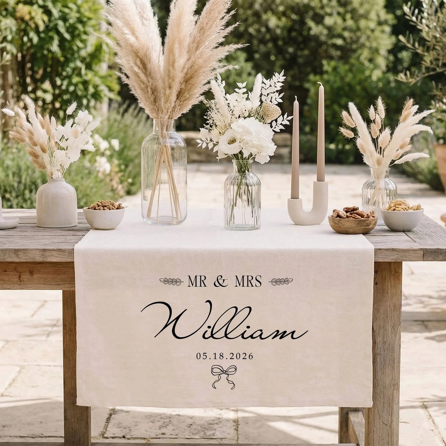 Mr and Mrs Wedding Table Runner Personalized Last Name Wedding Decor Custom Wedding Date Runner, personalized wedding decor