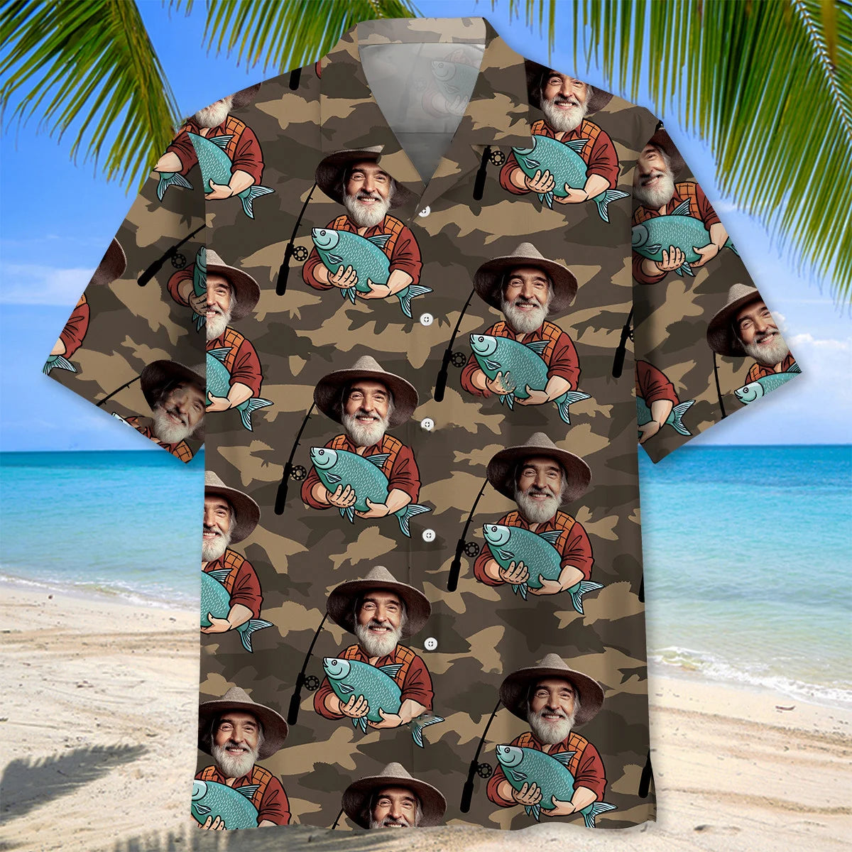My Biggest Catch Fishing of my Life Custom Face Photo Hawaiian Shirt - L - hawaiian shirt