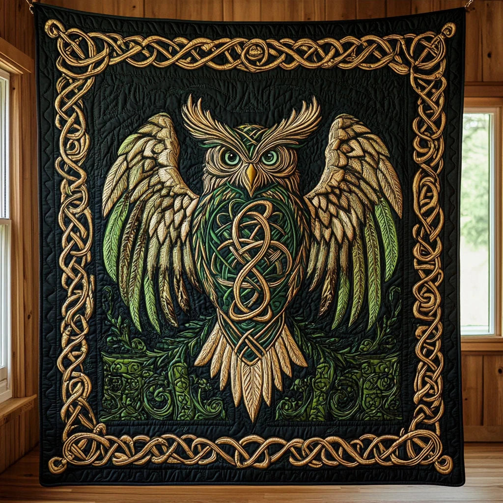 Mystic Celtic Owl Quilt Blanket