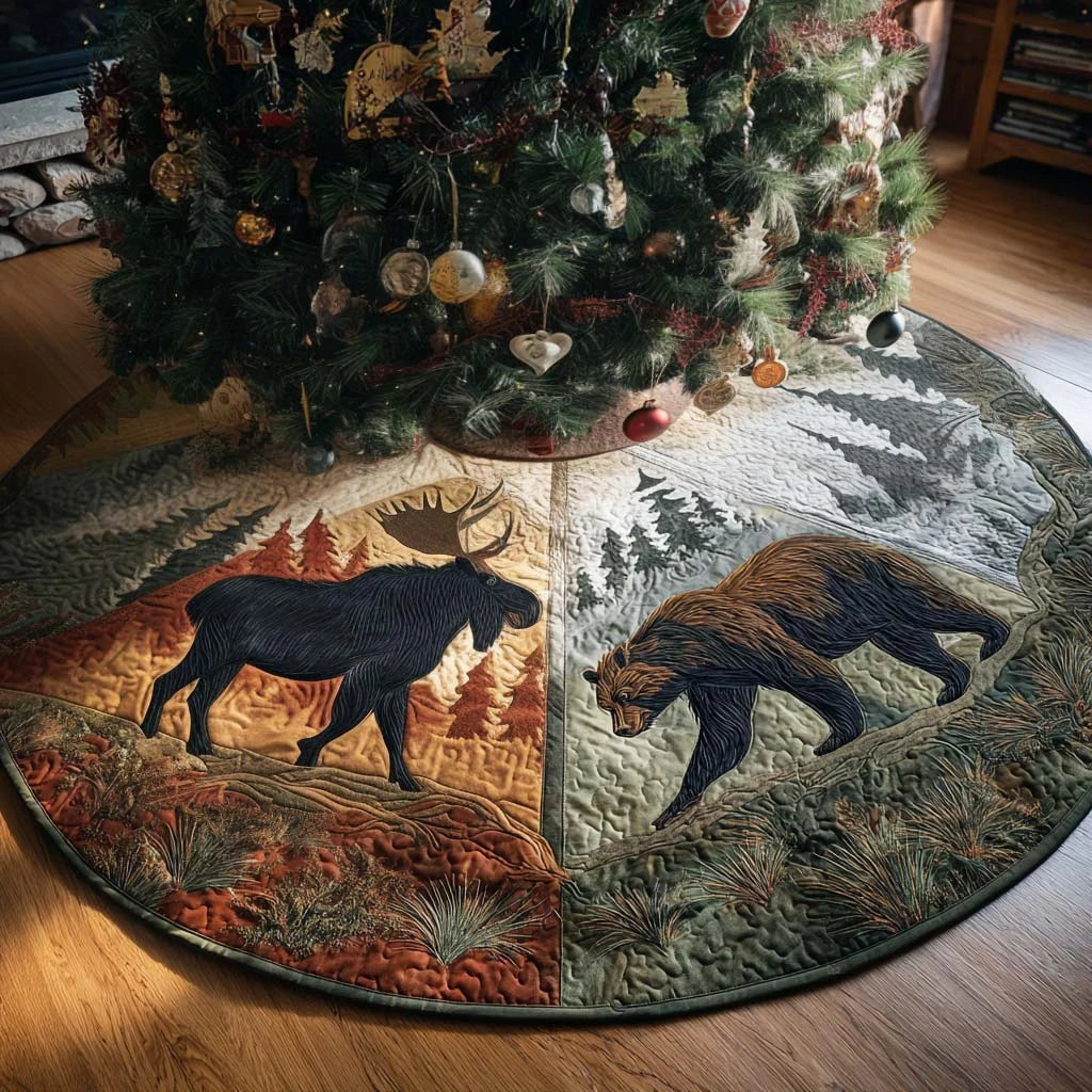 Mystic Forest Path Christmas Quilted Tree Skirt