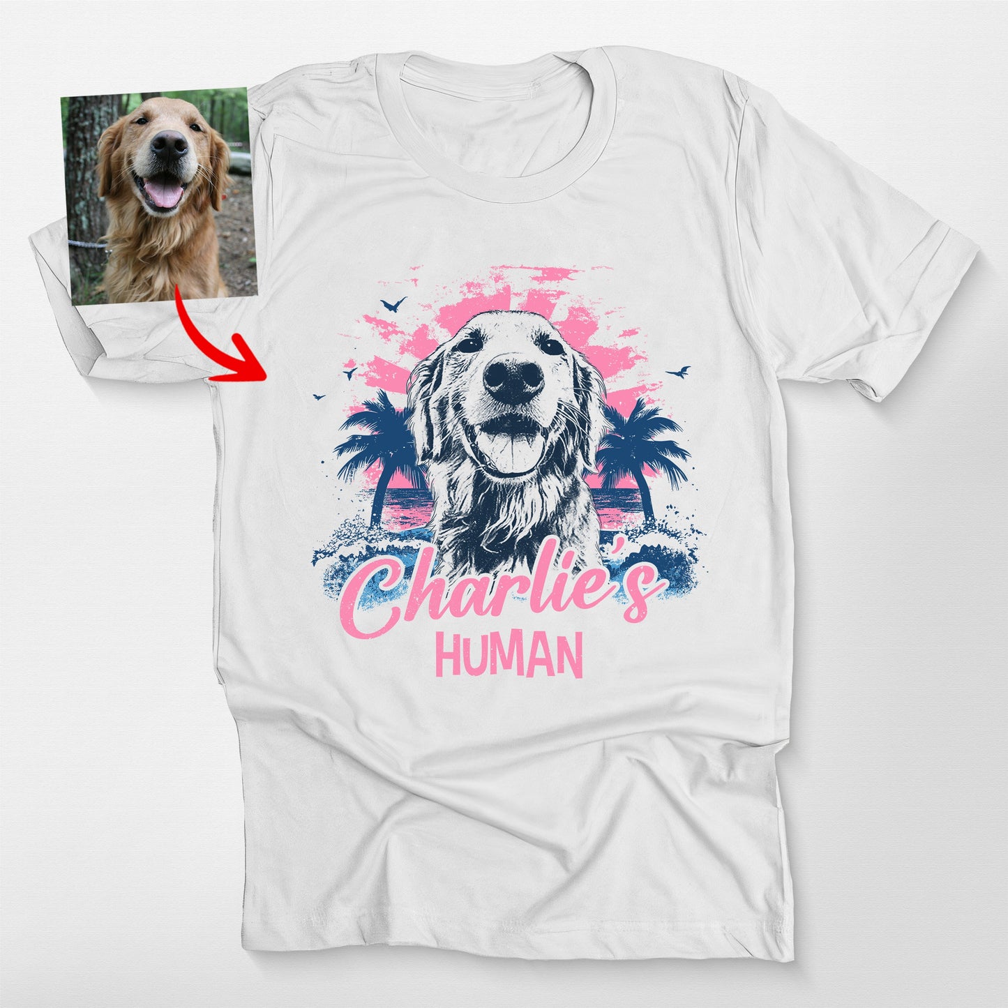 Custom Dog Beach Comfort Colors T-Shirt for Do, custom pet portrait gift for pet lovers (view 7)
