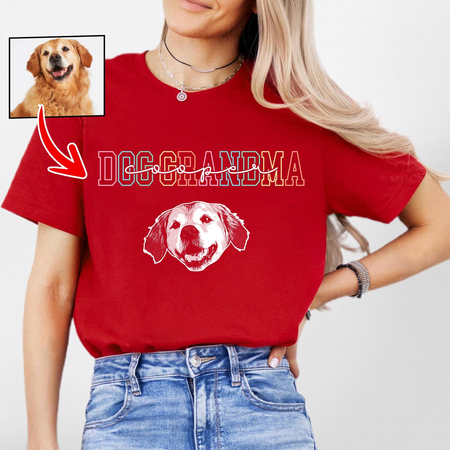 Custom Dogface Bella Canvas T-Shirt for Pet Lover, custom pet portrait gift for pet lovers (view 8)