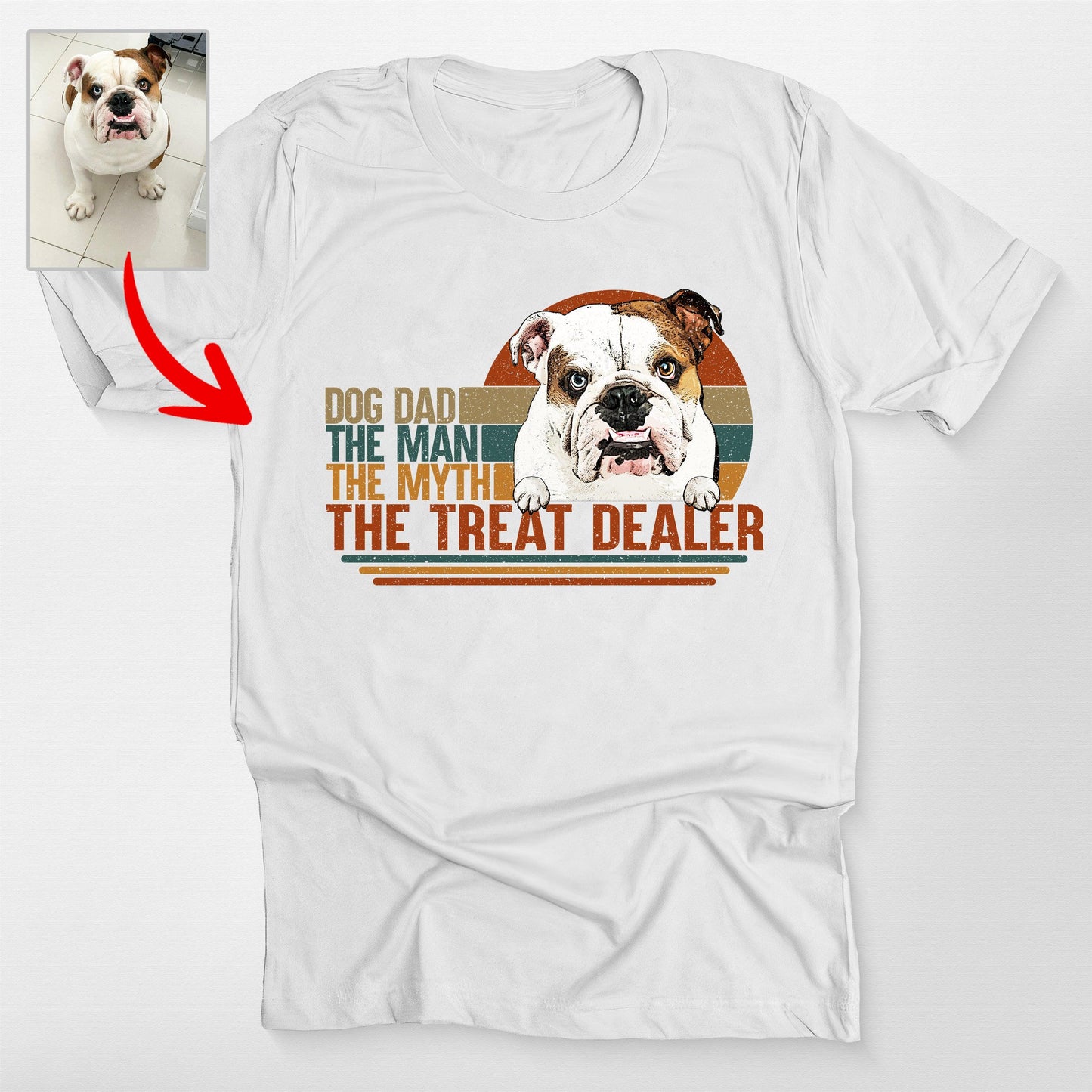 Custom Dogface Treat Dealer Shirt for Dog Dad, custom pet portrait gift for pet lovers (view 5)