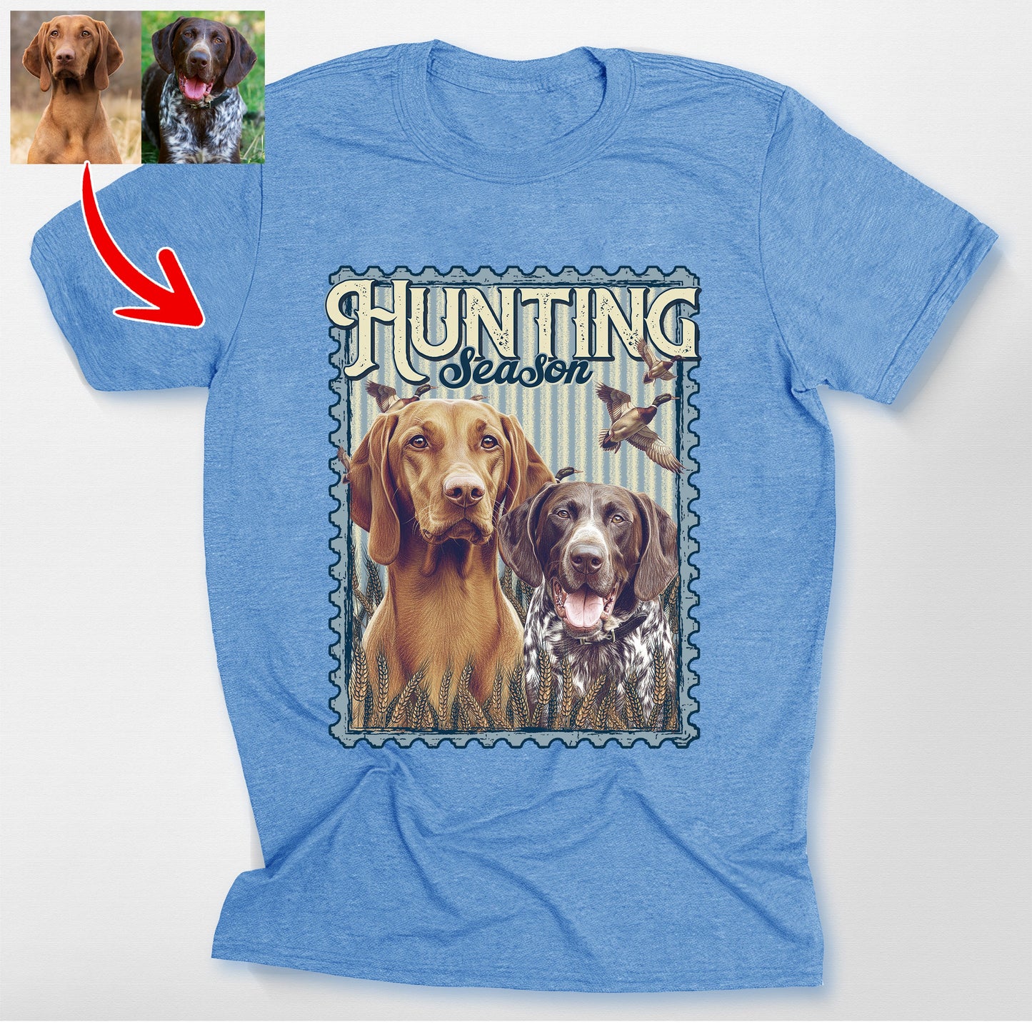 Custom Hunting Season Bella Canvas T-Shirt Dog, custom pet portrait gift for pet lovers (view 4)