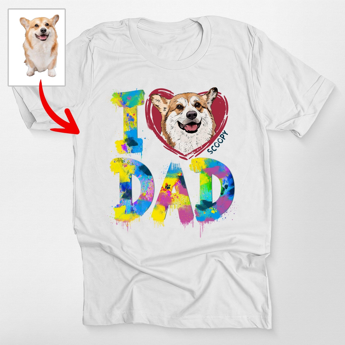 Custom I Love Dad Dog Shirt Bella Canvas Tee, custom pet portrait gift for pet lovers (view 6)