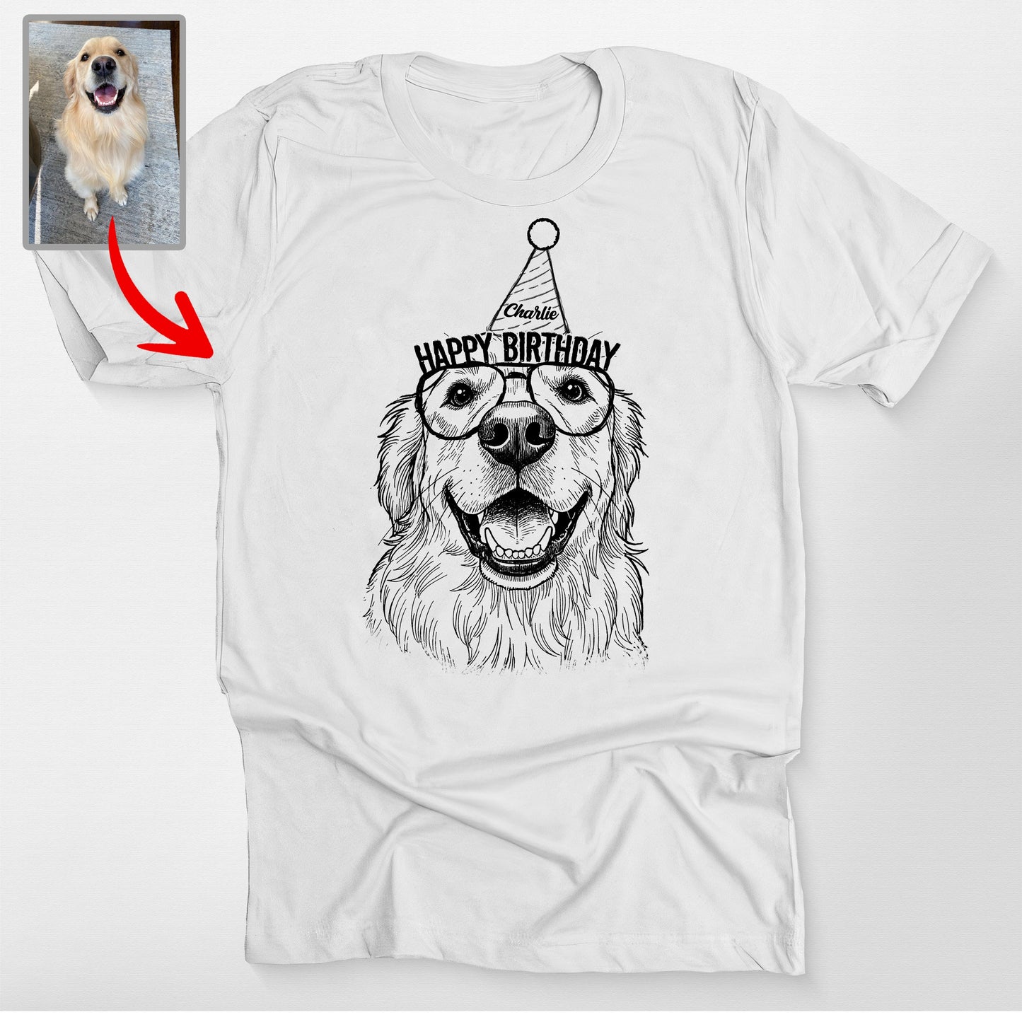 Custom Pet Birthday Bella Canvas T-Shirt Gift, custom pet portrait gift for pet lovers (view 5)