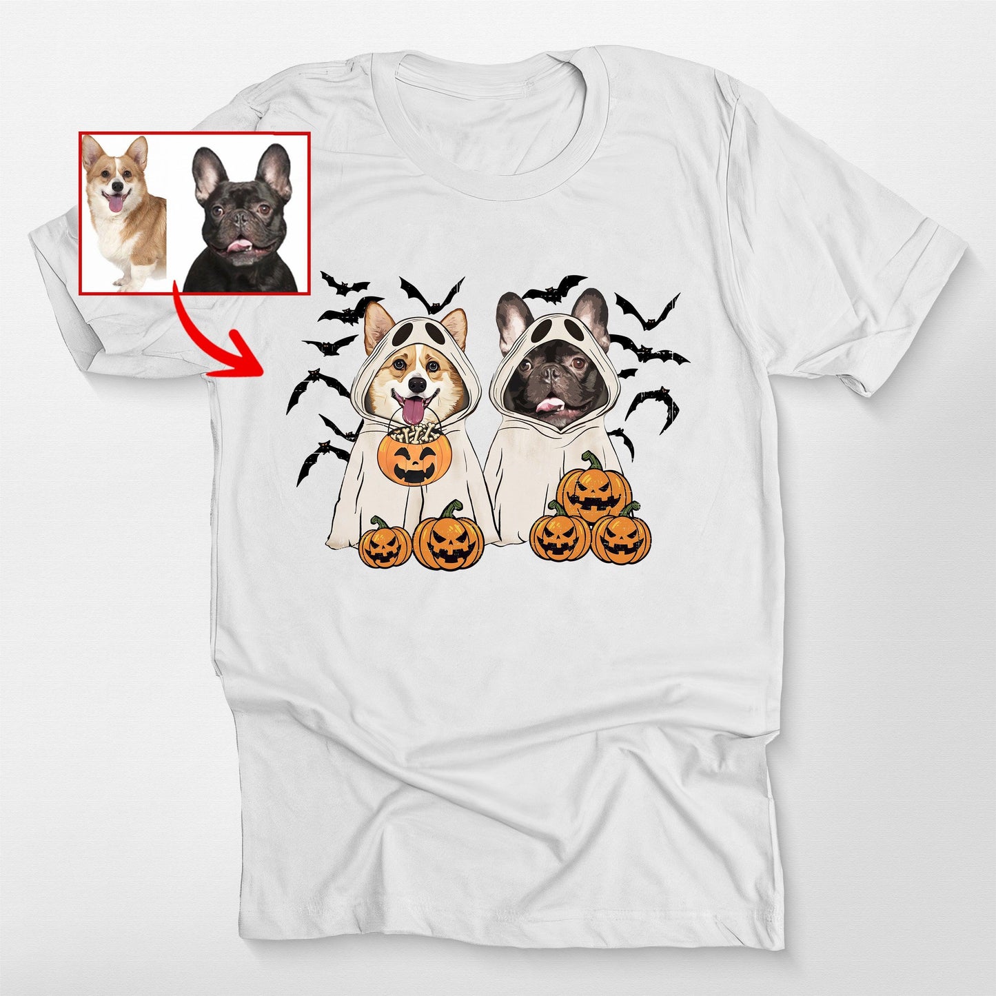 Customized Ghost Shirt for Dog Lovers Hallowee, custom pet portrait gift for pet lovers (view 13)