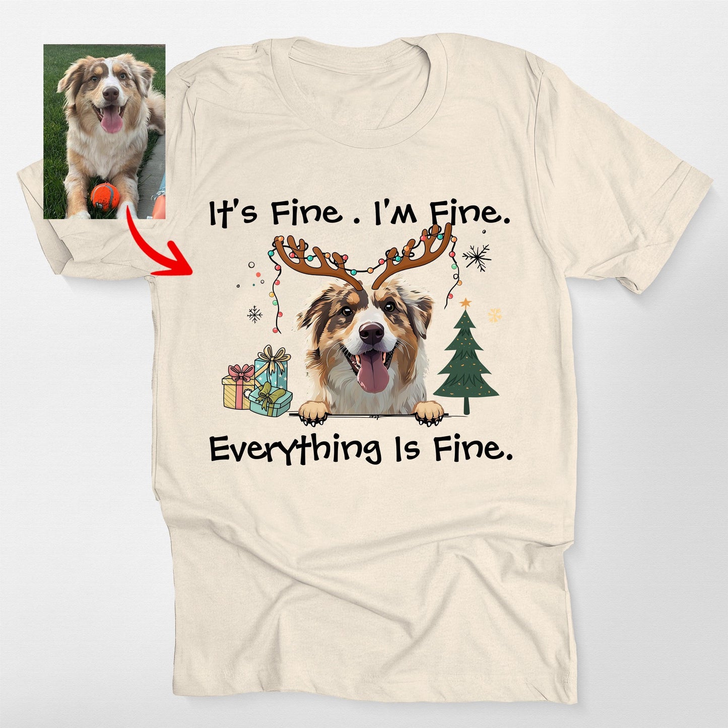 I'm Fine Everything is Fine T-Shirt for Dog Ow, custom pet portrait gift for pet lovers (view 6)