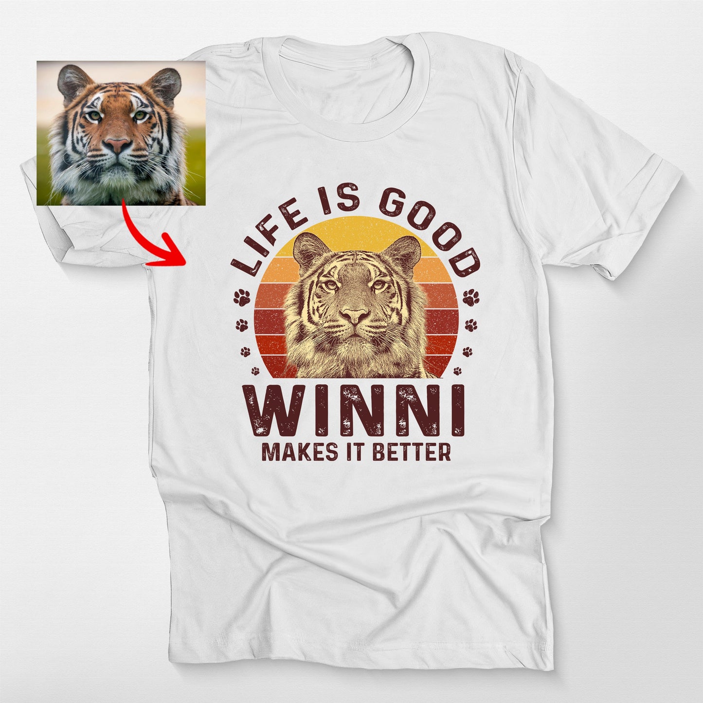 Life is Good Custom Dogface Bella Canvas Tee, custom pet portrait gift for pet lovers (view 10)