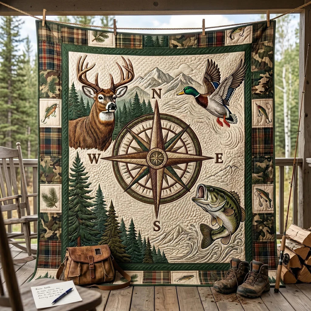 Northwoods Compass Quilt Blanket