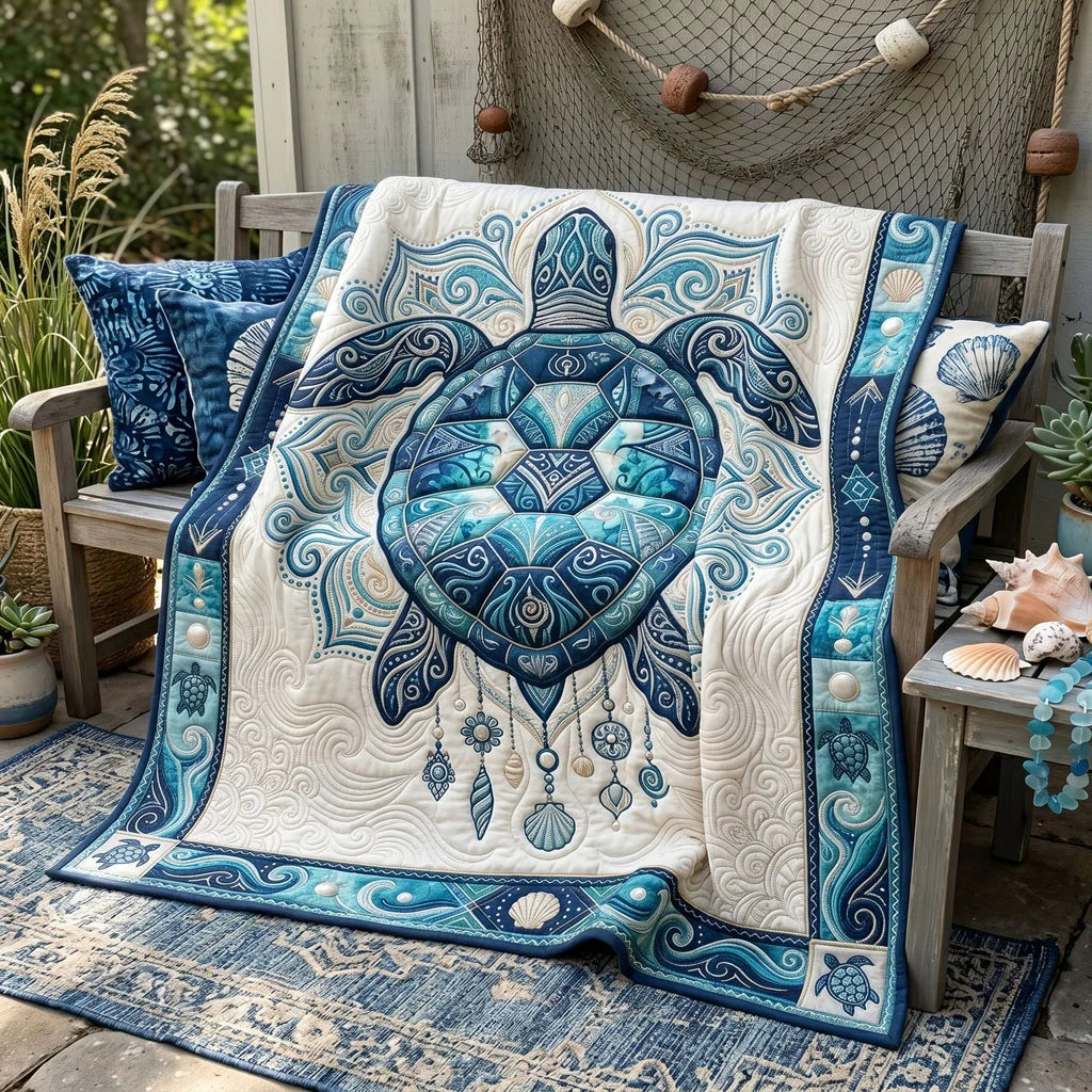 Ocean Spirit Turtle Quilt Blanket