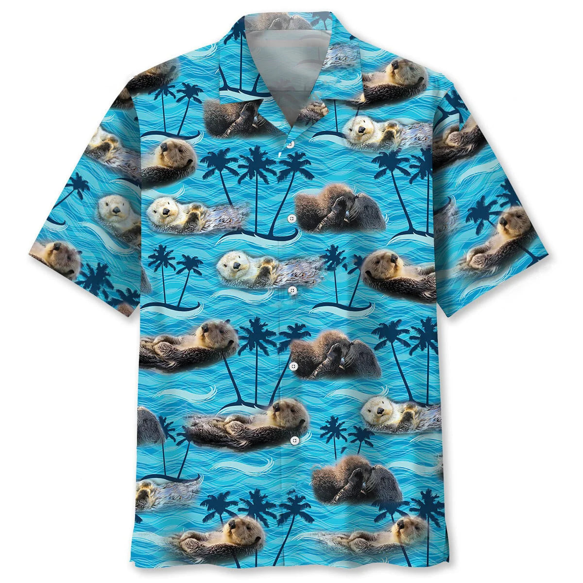 Otters Ocean Hawaiian Shirt, custom shirt gift for men (view 2)
