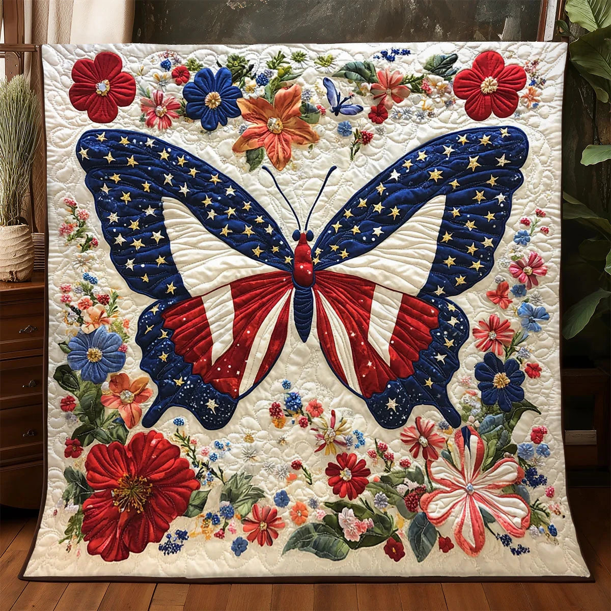 Patriotic Butterfly Quilt Blanket