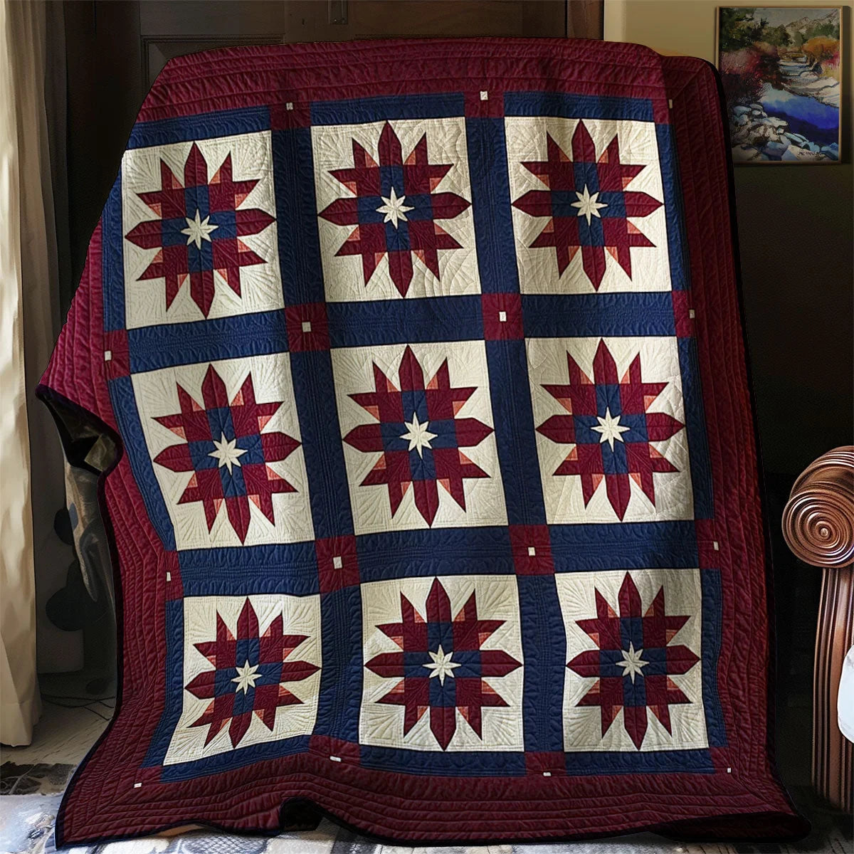 Patriotic Star Quilt Blanket