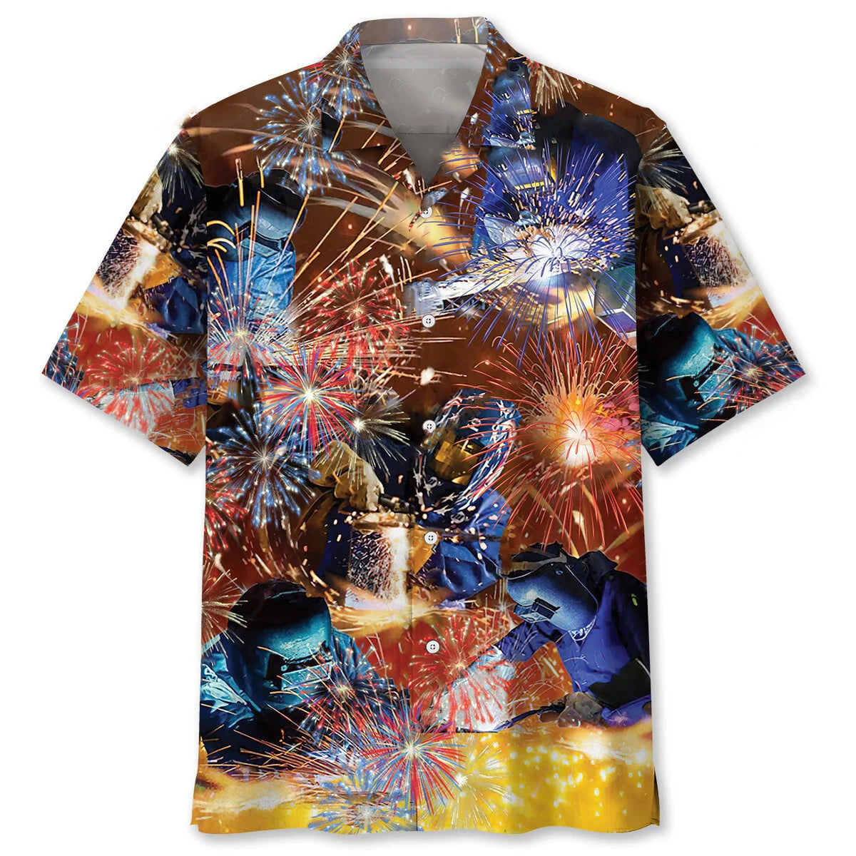 Patriotic Welder Hawaiian Shirt, patriotic gift for 4th of July (view 2)