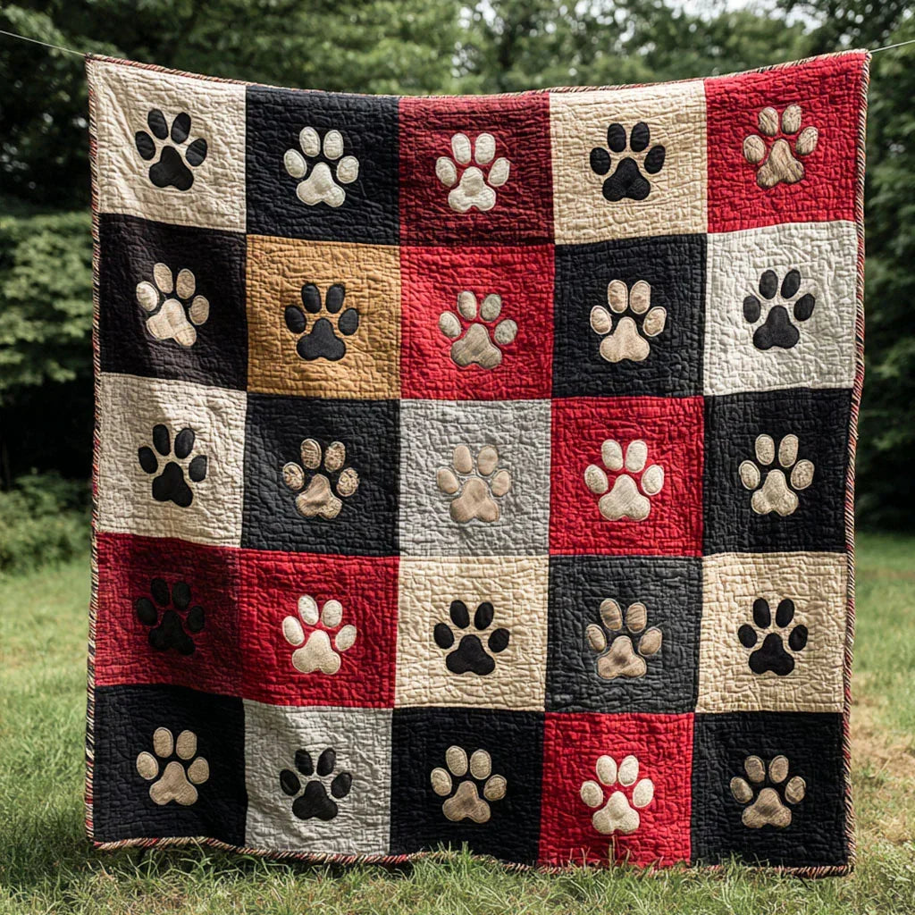 Paw Town Quilt Blanket - Quilted Blanket by OtterMia