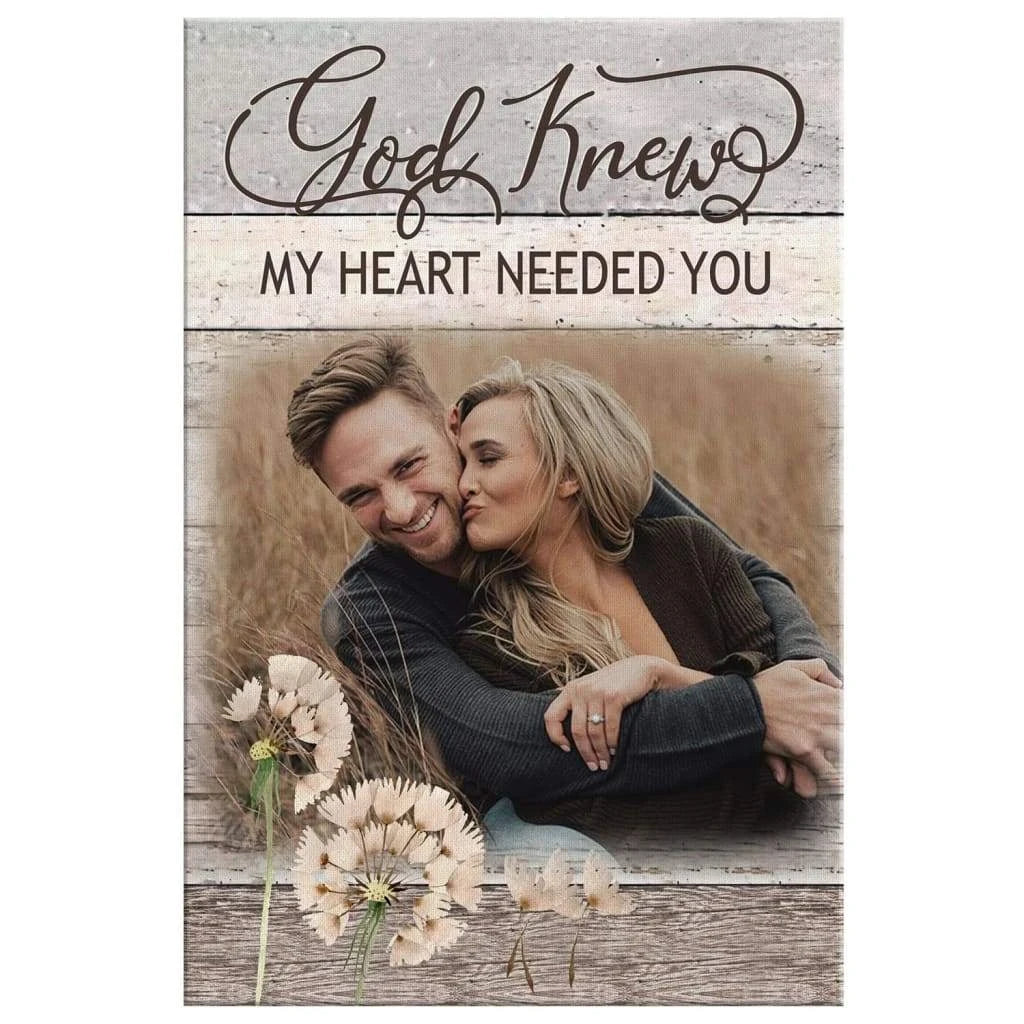 personalized god knew my heart needed you christian wall art canvas with custom photo (Landscape) (view 5)