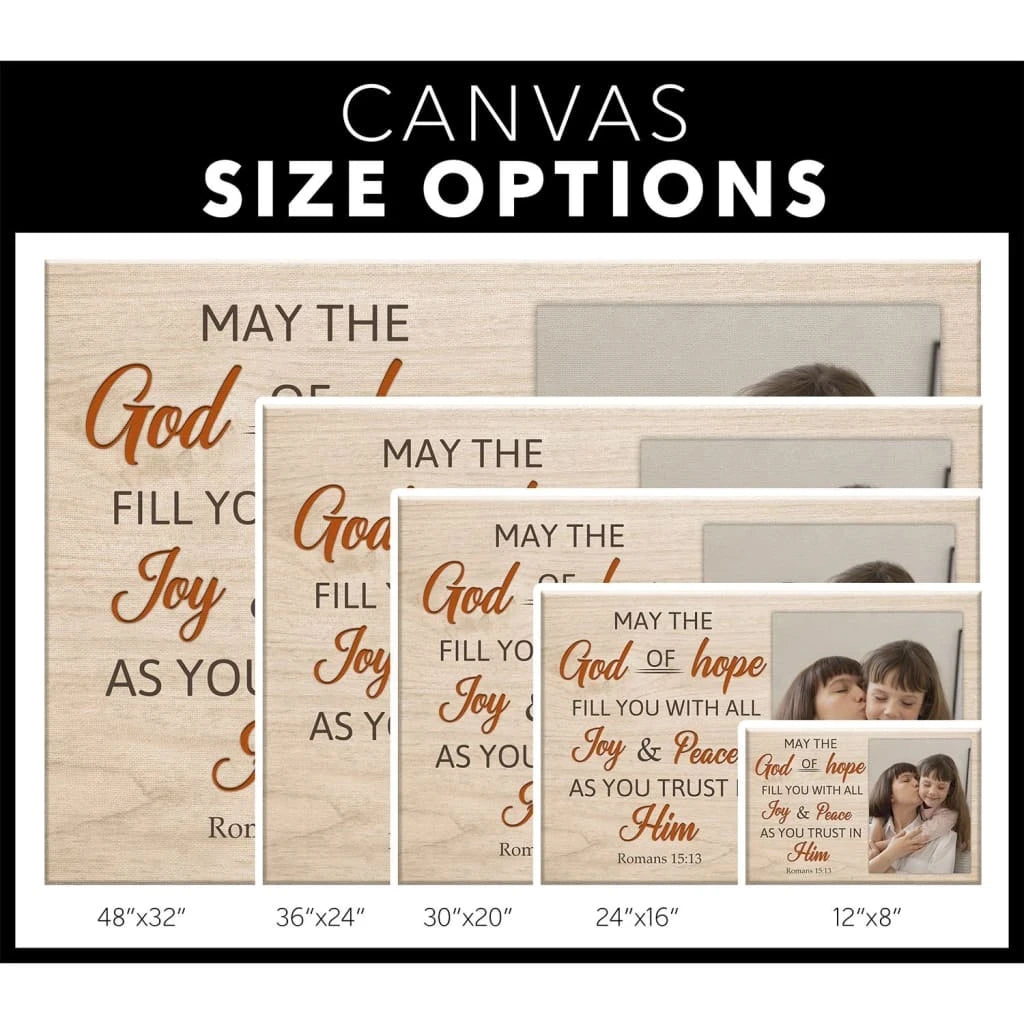personalized may the god of hope fill you christian wall art canvas with custom photo (Landscape) (view 4)