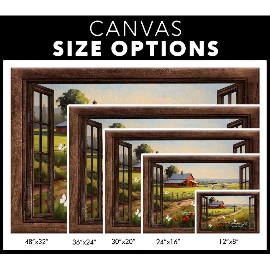 james 1 17 every good and perfect gift is from above red barn in field wall art canvas (Landscape) (view 4)