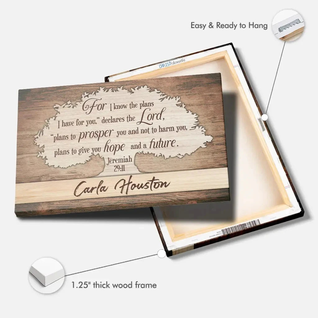for i know the plans i have for you jeremiah 29 11 wall art canvas with personalized name (Landscape) (view 5)