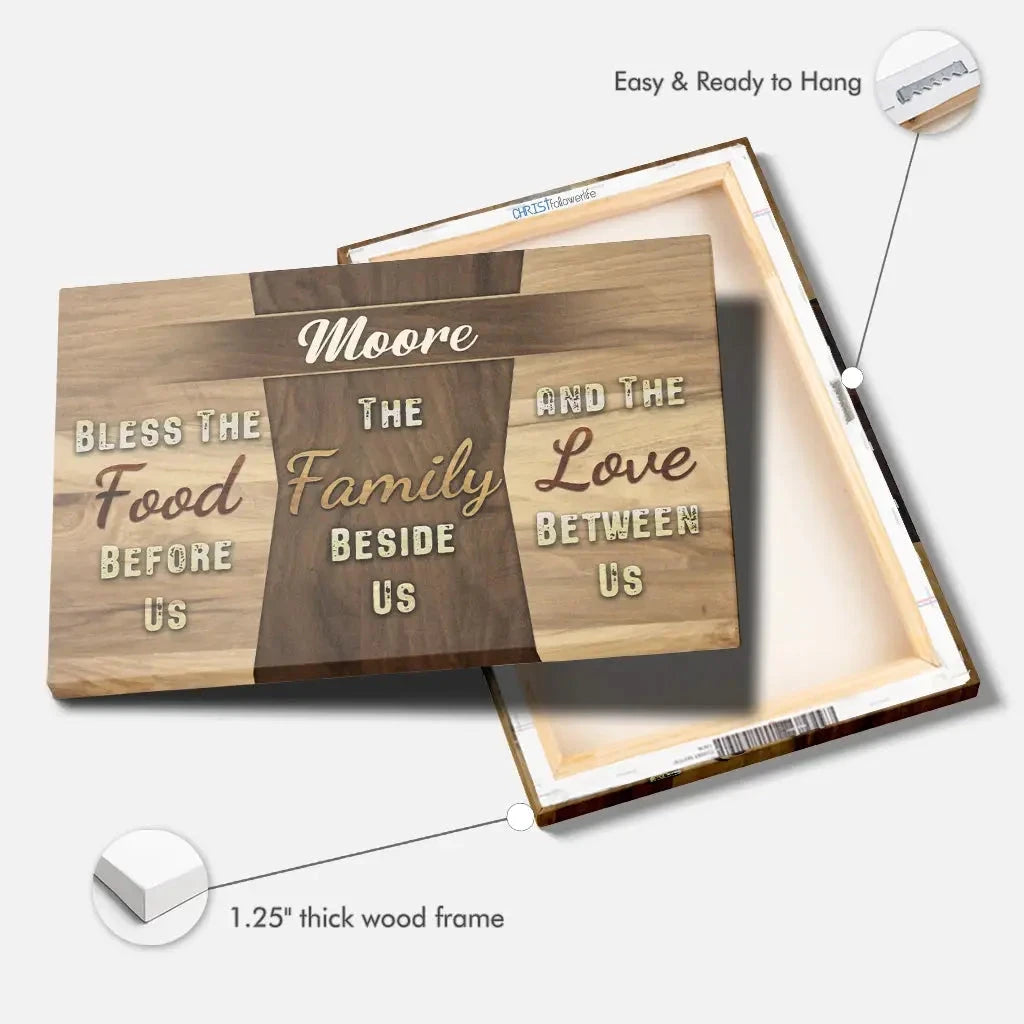 personalized bless the food before us custom family name wall art canvas (Landscape) (view 10)