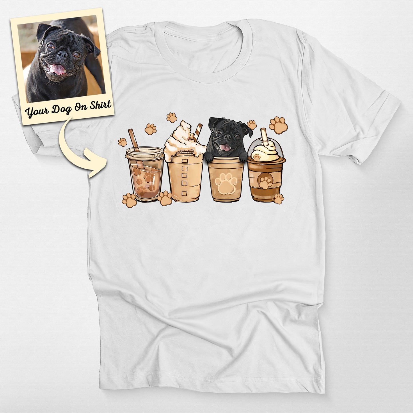 Personalized Cute Pug Coffee T-Shirt (view 5)