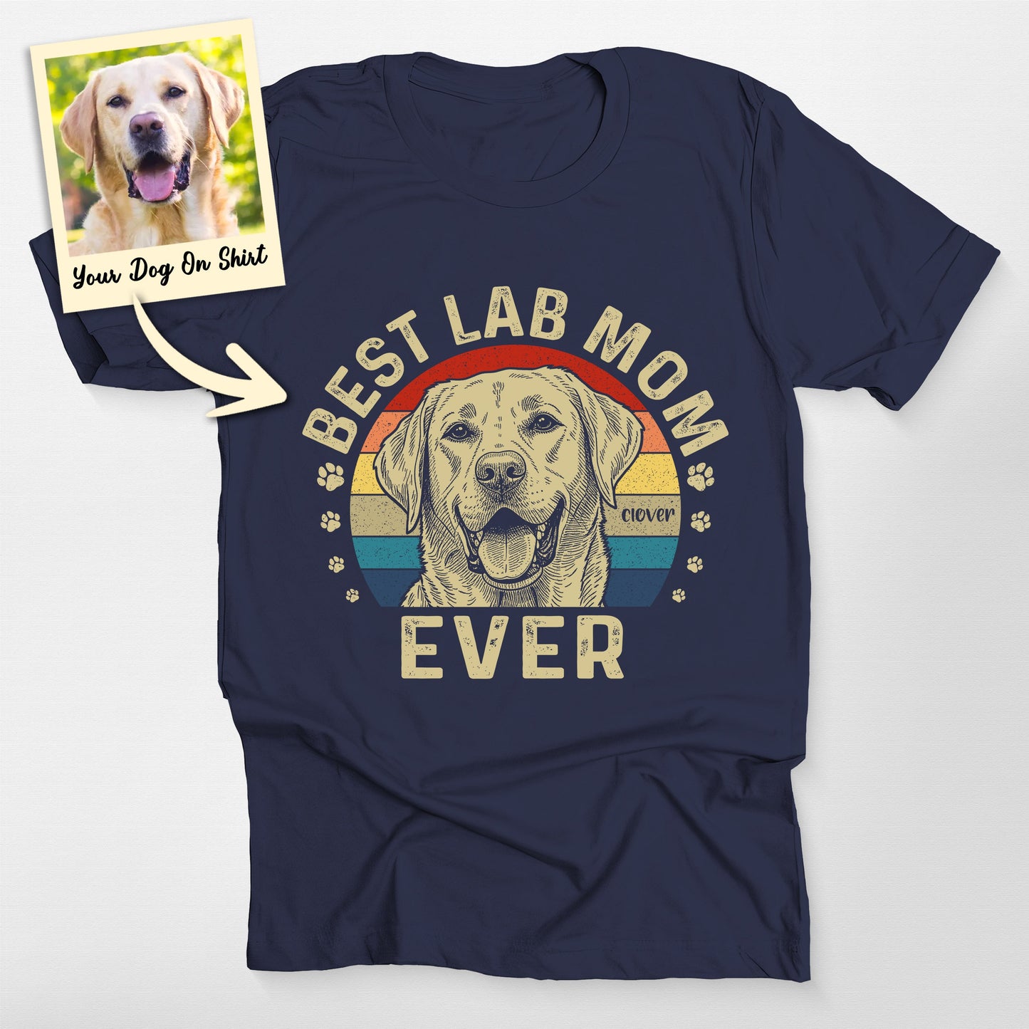 Personalized Dog Best Lab Mom T-Shirt, custom pet portrait gift for pet lovers (view 6)