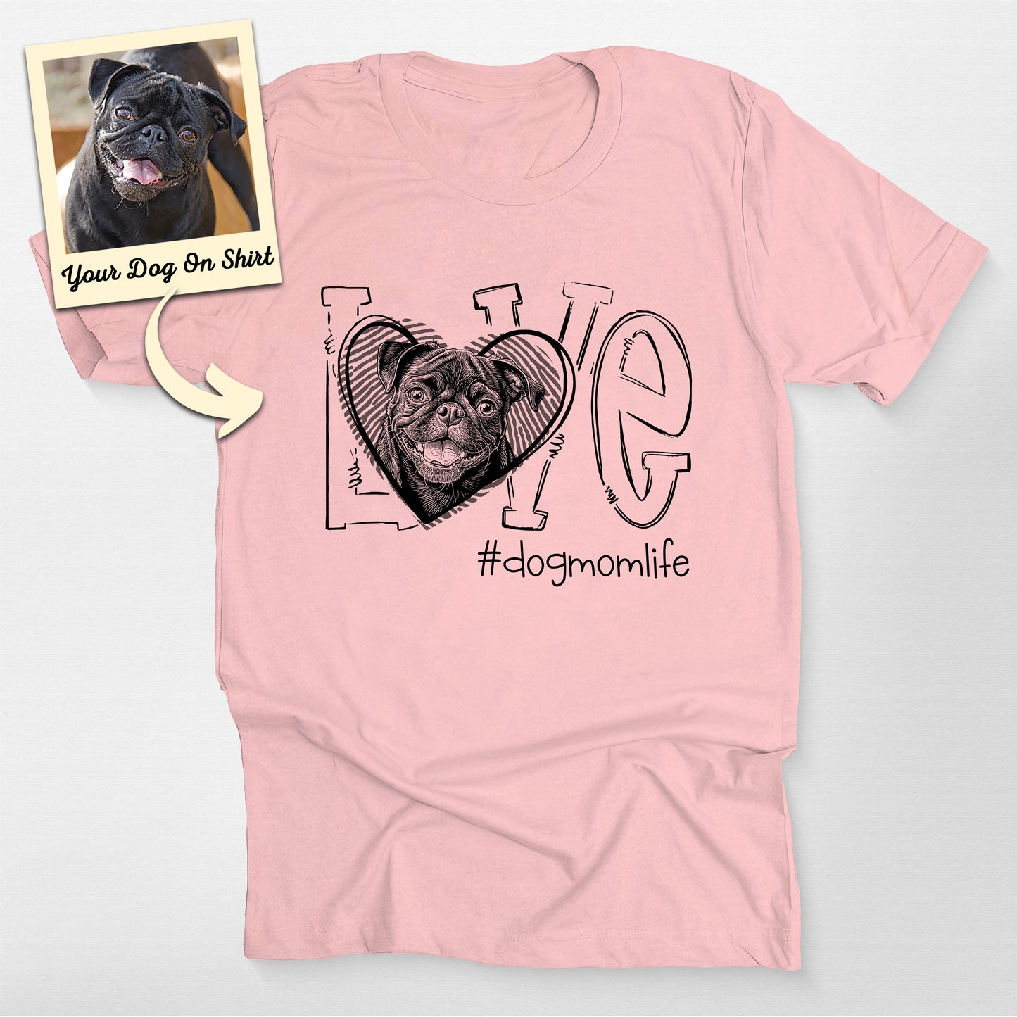 Personalized Dog Mom Pug Life Shirt, custom pet portrait gift for pet lovers (view 5)