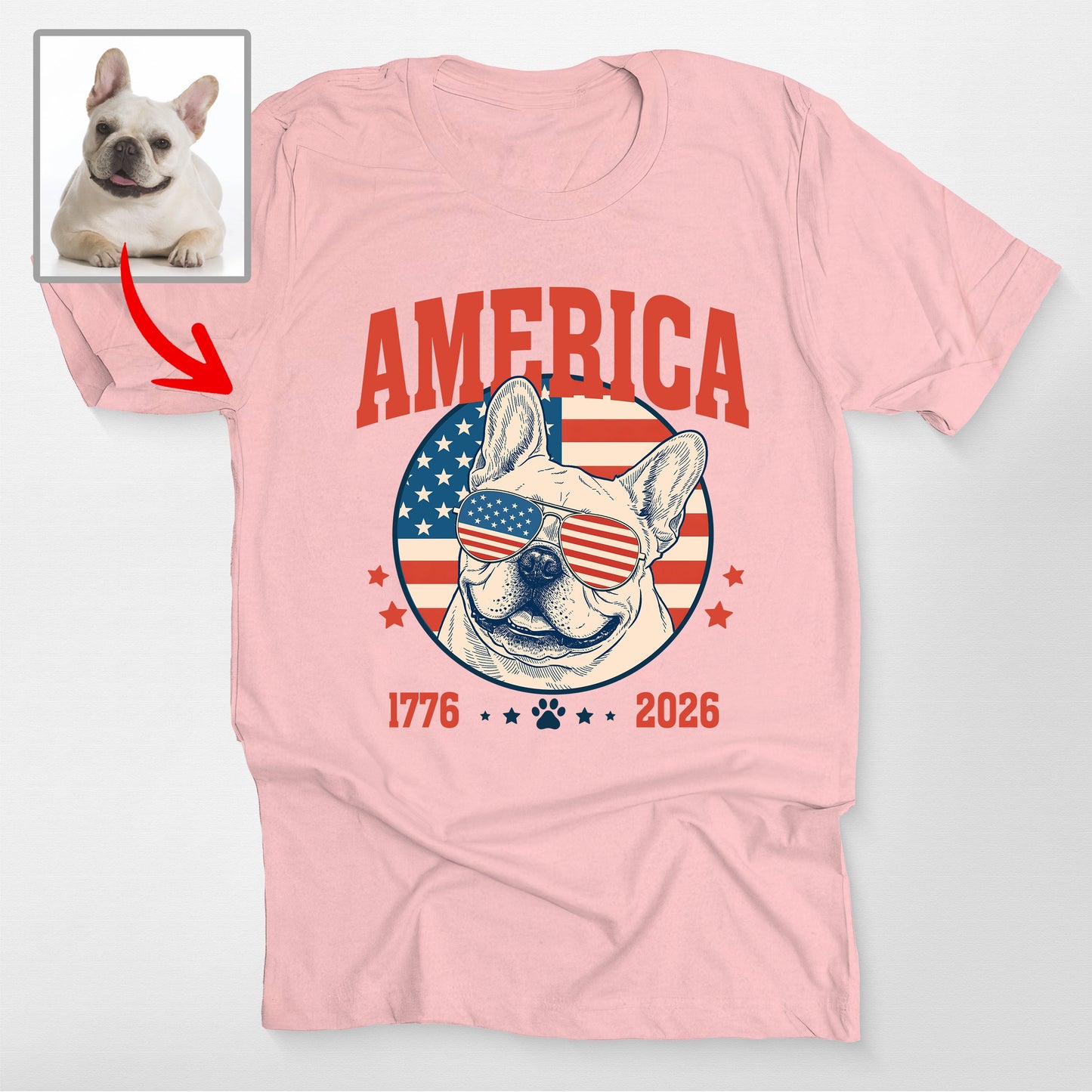 Personalized Dogface America 1776 2026 Patriotic U, custom pet portrait gift for pet lovers (view 4)