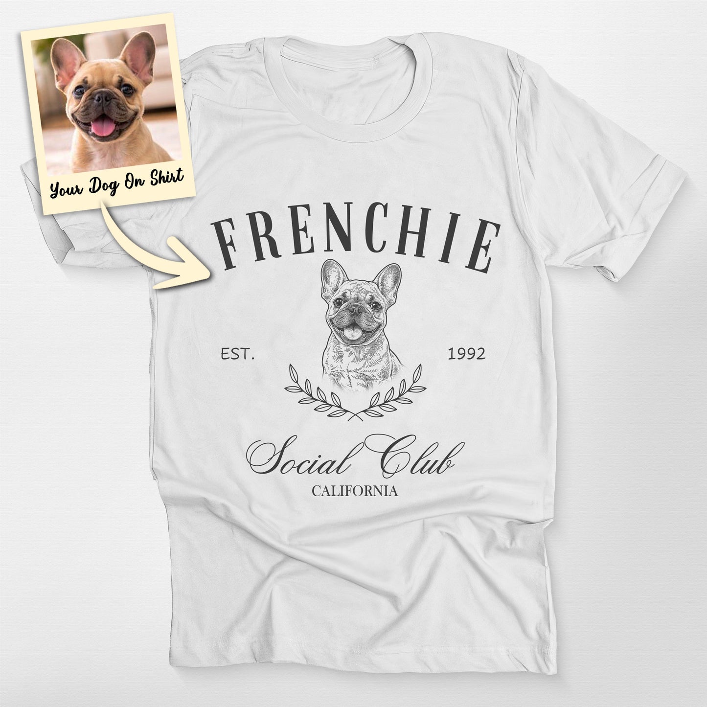 Personalized French Bulldog Shirt Frenchie Social, custom pet portrait gift for pet lovers (view 5)